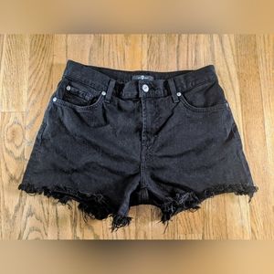 7 For All Mankind Black Denim Distressed Jean Shorts 3"  size 28/6